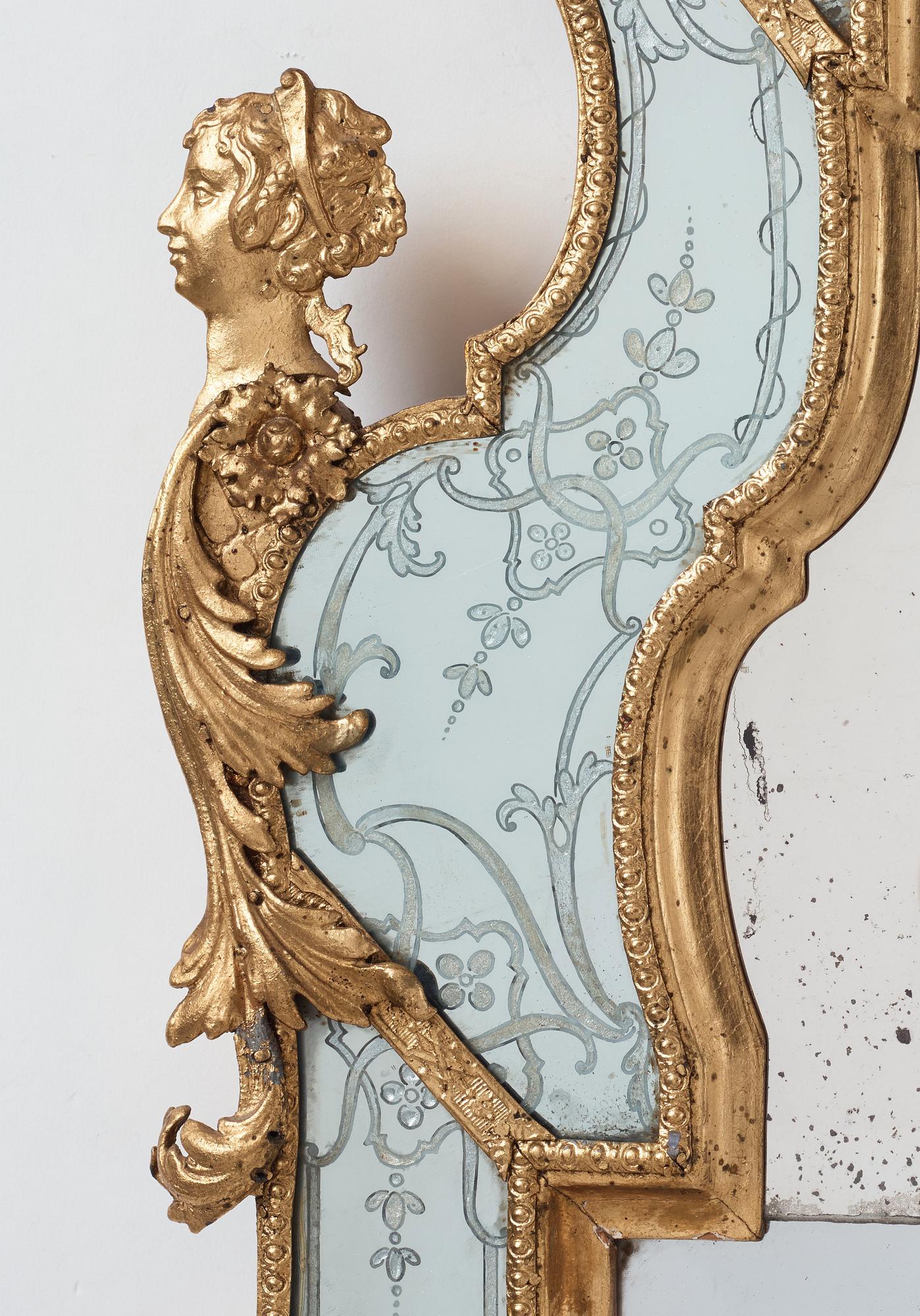 A Swedish Baroque mirror by Burchardt Precht (active in Stockholm 1674-1738).