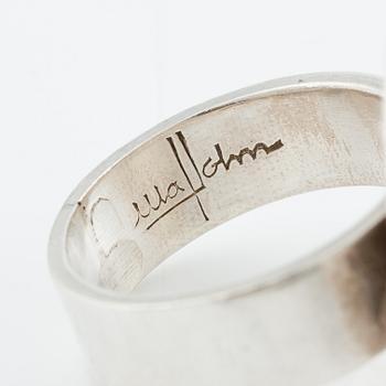 Silver ring with gold stone, signed Ulla Holm.