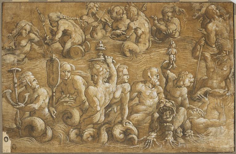 Amico Aspertini, circle of, Tritons and Nereids.