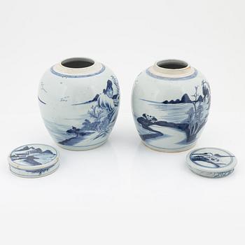Two blue and white ginger jars, Qing Dynasty, China, 19th century.