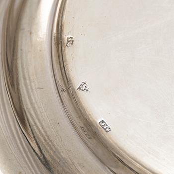 A silver cigarette case, matchbox holder and small bowl, Sandrik, as well as 3 ashtrays, Czechoslovakia 1929-1945.