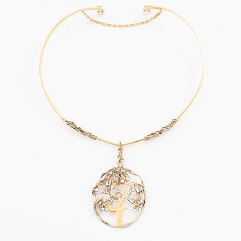 Claës E. Giertta, a necklace "Tree of Life", 18K gold and white gold with round brilliant-cut diamonds, Stockholm 1982.