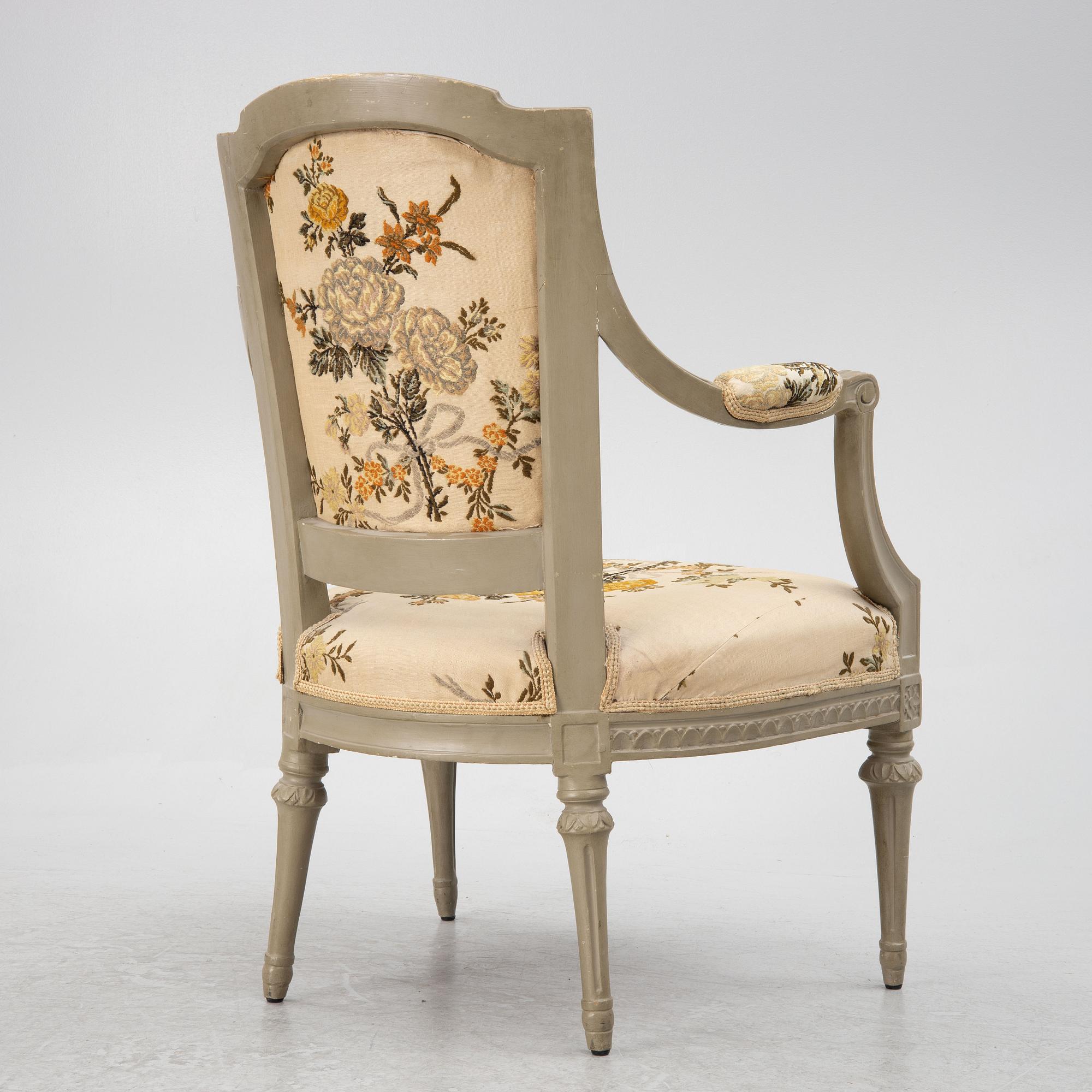 A late Gustavian open-back armchair attributed to Johan Erik Höglander (master in Stockholm 1777-1813).