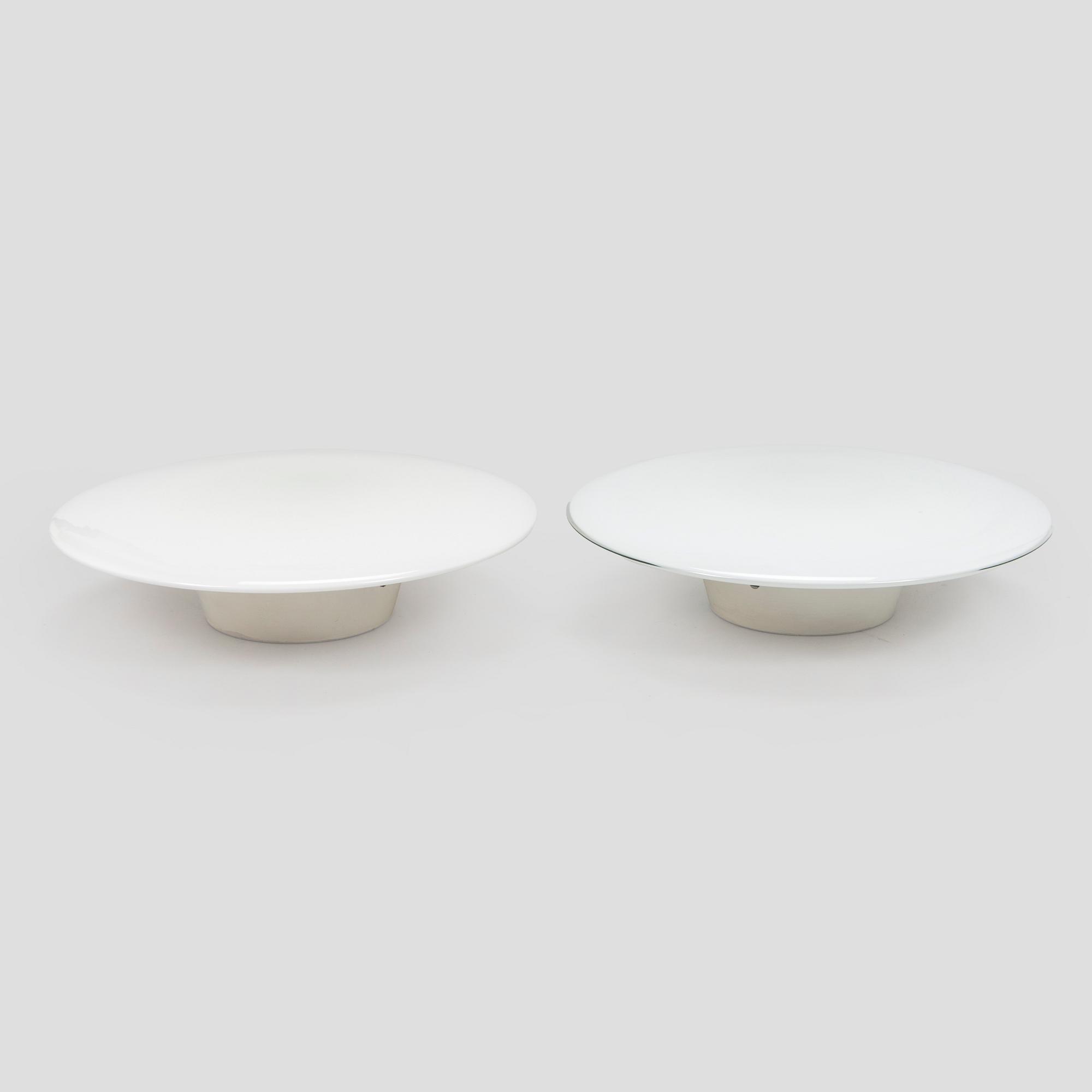 Arne Jacobsen, ceiling lamps/wall lamps, a pair, "AJ-Eklipta", Louis Poulsen, Denmark.