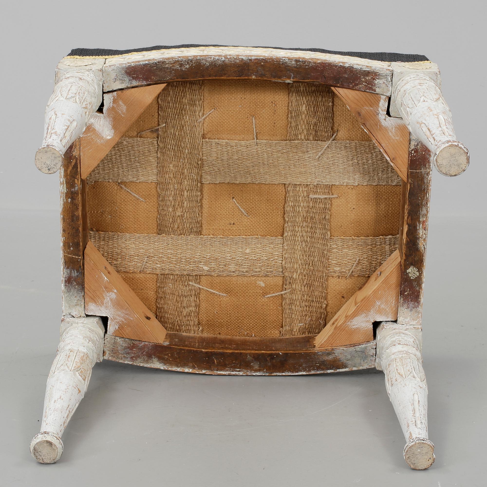 TABURETT, sengustaviansk stockholmsarbete, omkring 1800.
