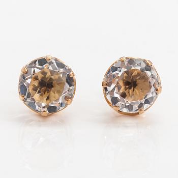 Elis Kauppi, A pair of 14K gold earrings with rock crystals. Kupittaan kulta, Turku 1960's.