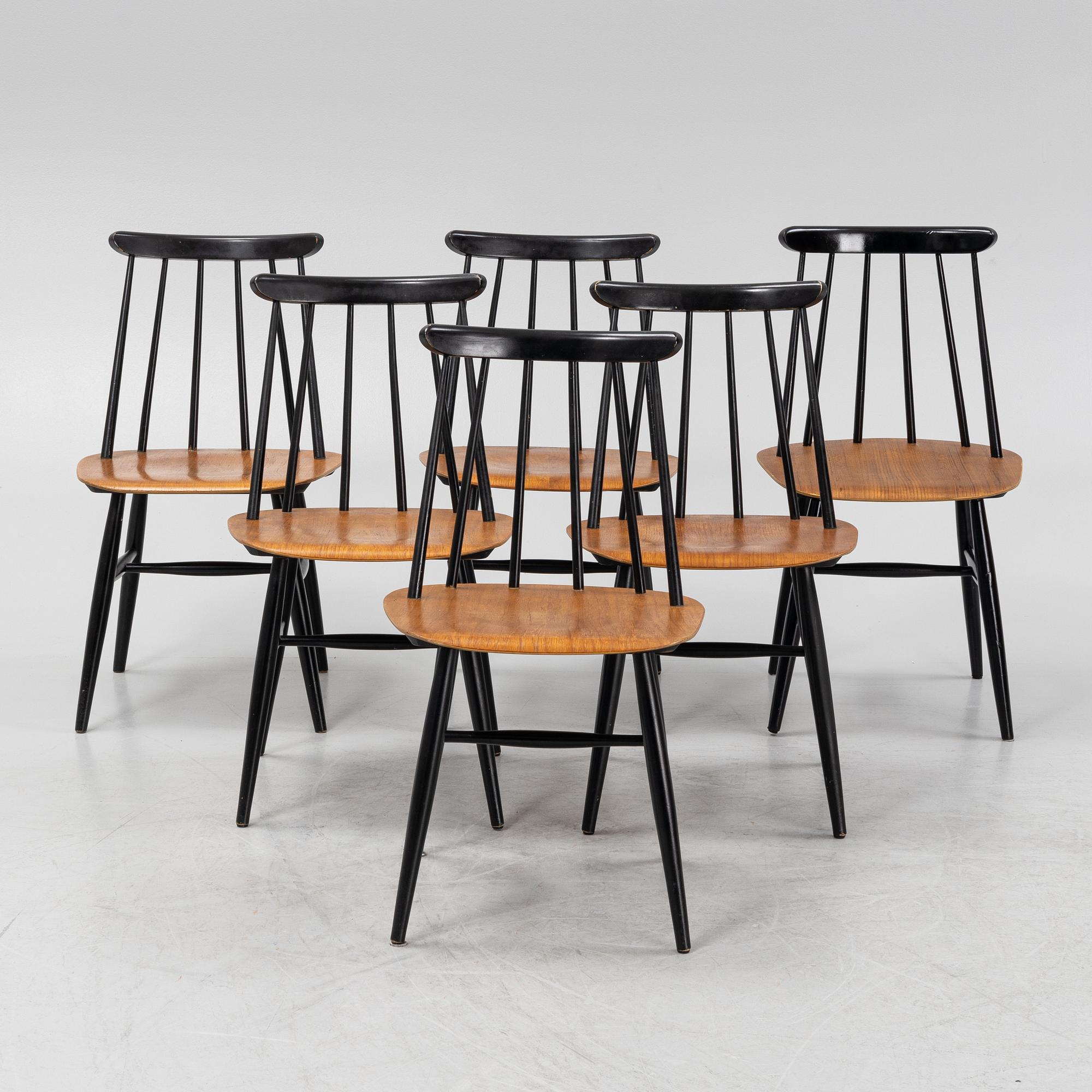 Ilmari Tapiovaara, a set of six 'Fanett' chairs from Edsbyverken, 1960's.