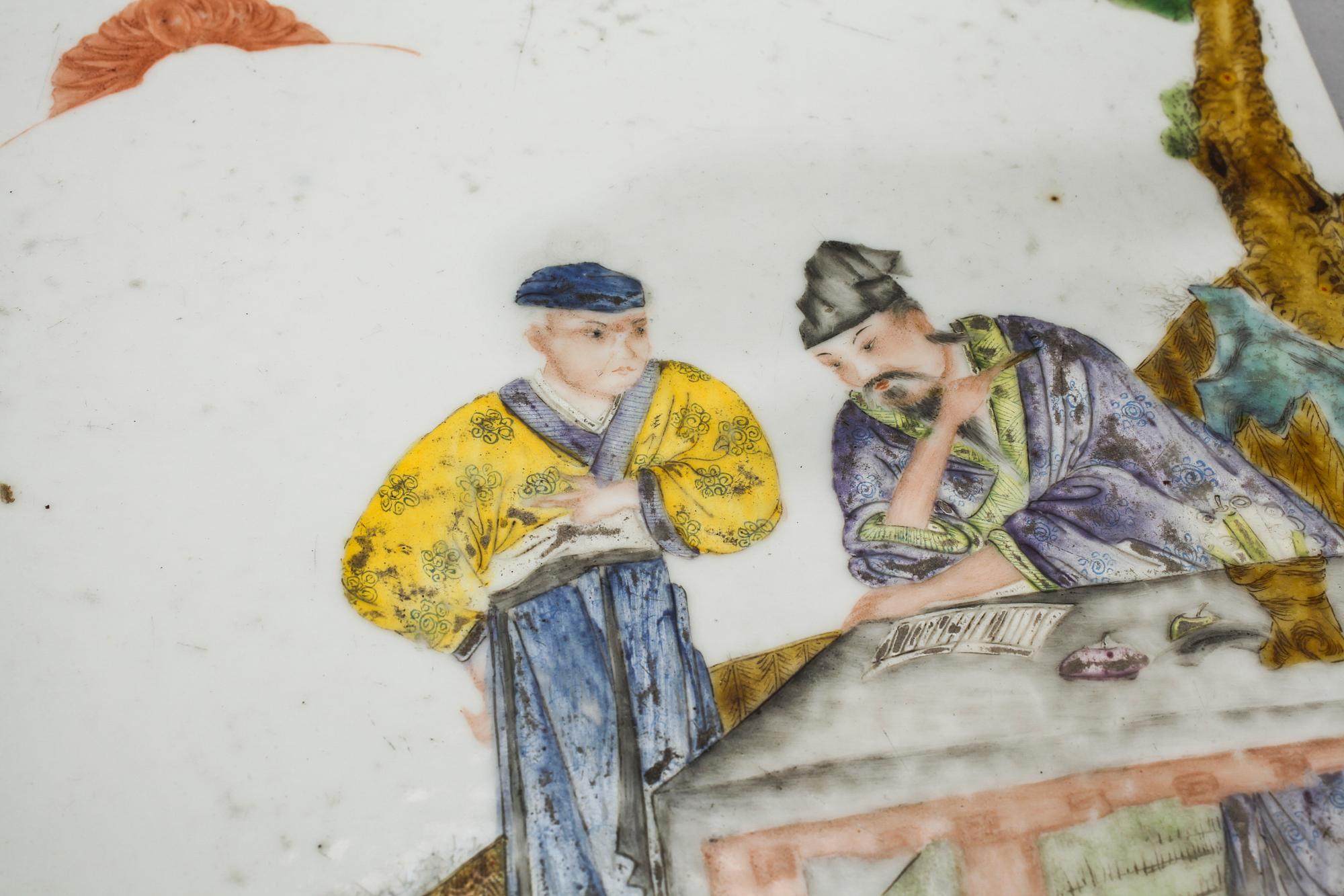 Two Chinese porcelain tiles from the 20th century.