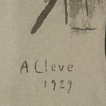 AGNES CLEVE, ink on paper. Signed A Cleve and dated 1929.
