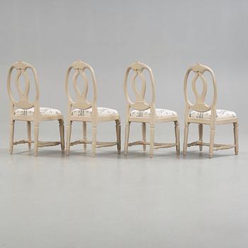 Ephraim Ståhl, Four Gustavian chairs by Ephraim Ståhl, master 1794.