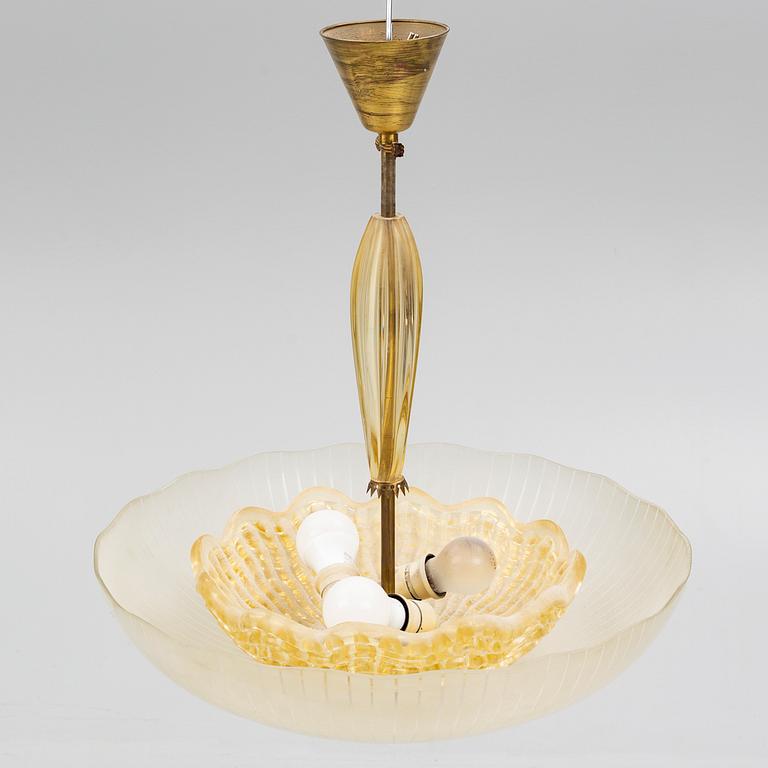 A Swedish Modern ceiling lamp, Orrefors, mid-20th Century.