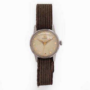 Omega,  Honeycomb dial, rannekello, 33 mm, teräs, manuaalinen, pleksilasi, noin 1952.