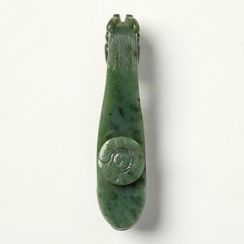 A nephrite belt hook, China, early 20th Century or older.