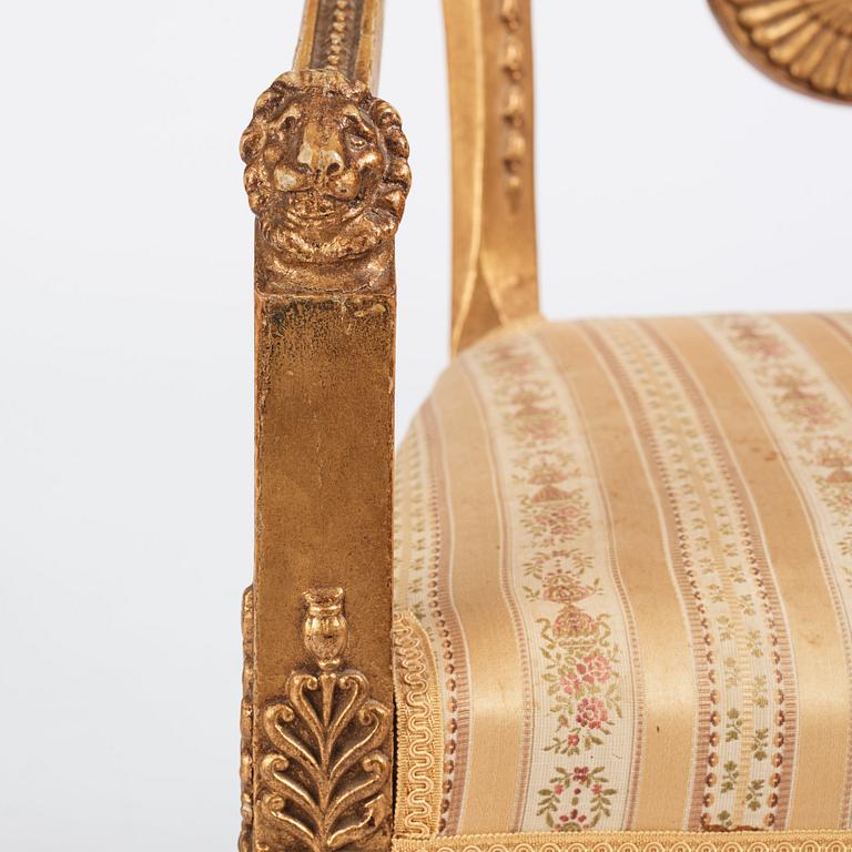 A Royal Swedish empire armchair attributed to N C Salton (master 1817-29).