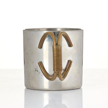 Firma Svenskt Tenn, a pewter and brass cup model "A 2196", Stockholm, 1957.