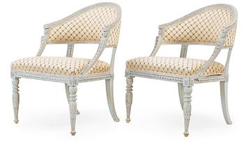 A pair of late Gustavian armchairs by E Ståhl, master 1794.