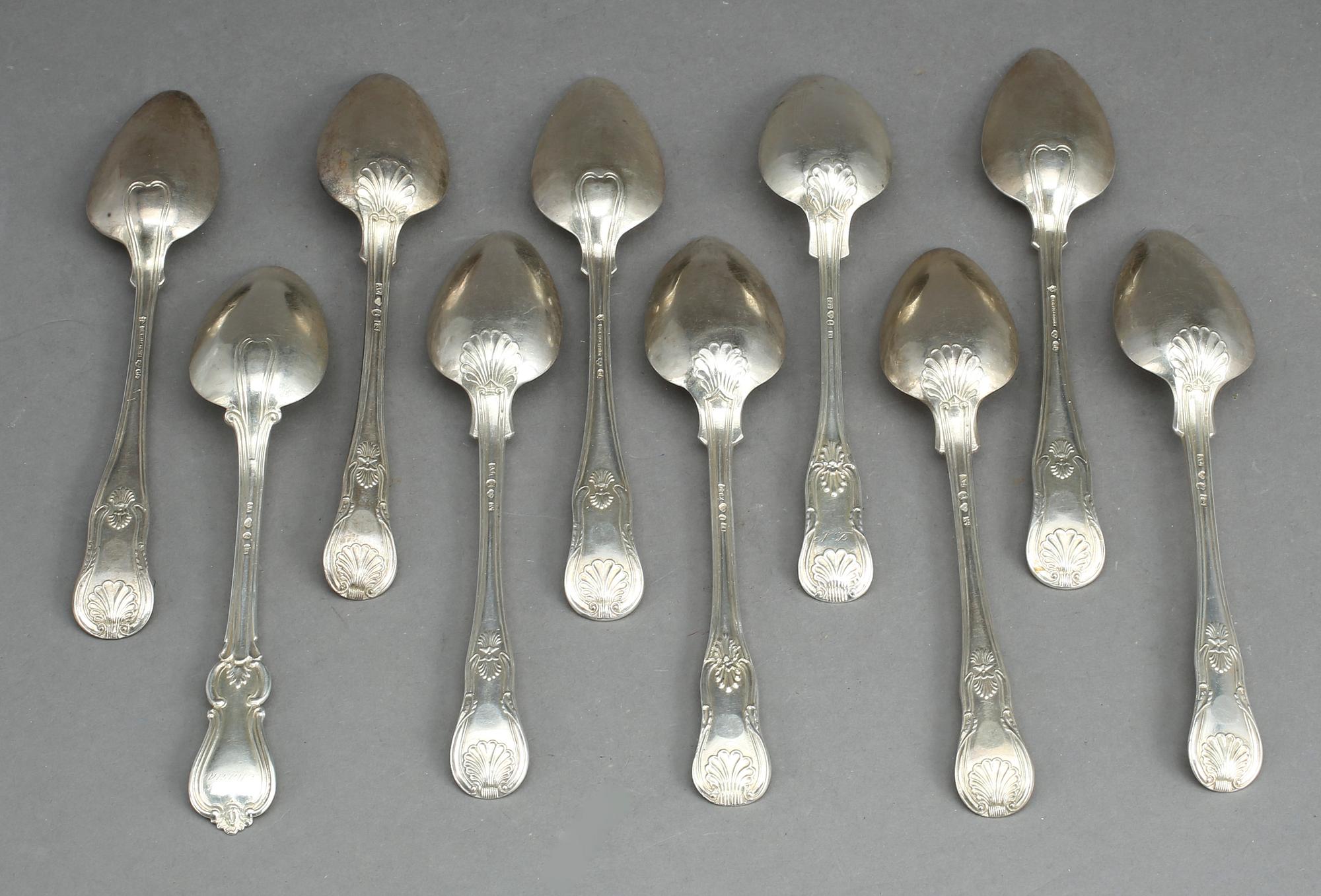 BORDSSKEDAR, silver, mestadels Hans Georg Tillström, Stockholm, 1800-tal. Total vikt ca 492 gram.