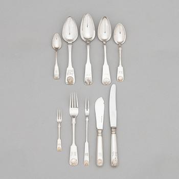 Bestickuppsättning, 47 dlr, silver, Musslan, Finland 1836-1935, mestadels V. Lindman, 1919.