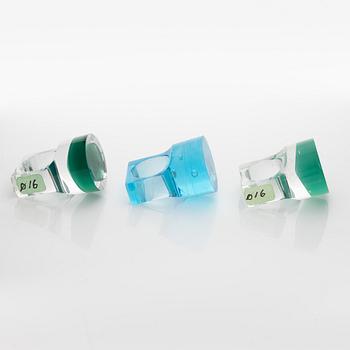 Siv Lagerström, three acrylic plastic rings, 1970s.