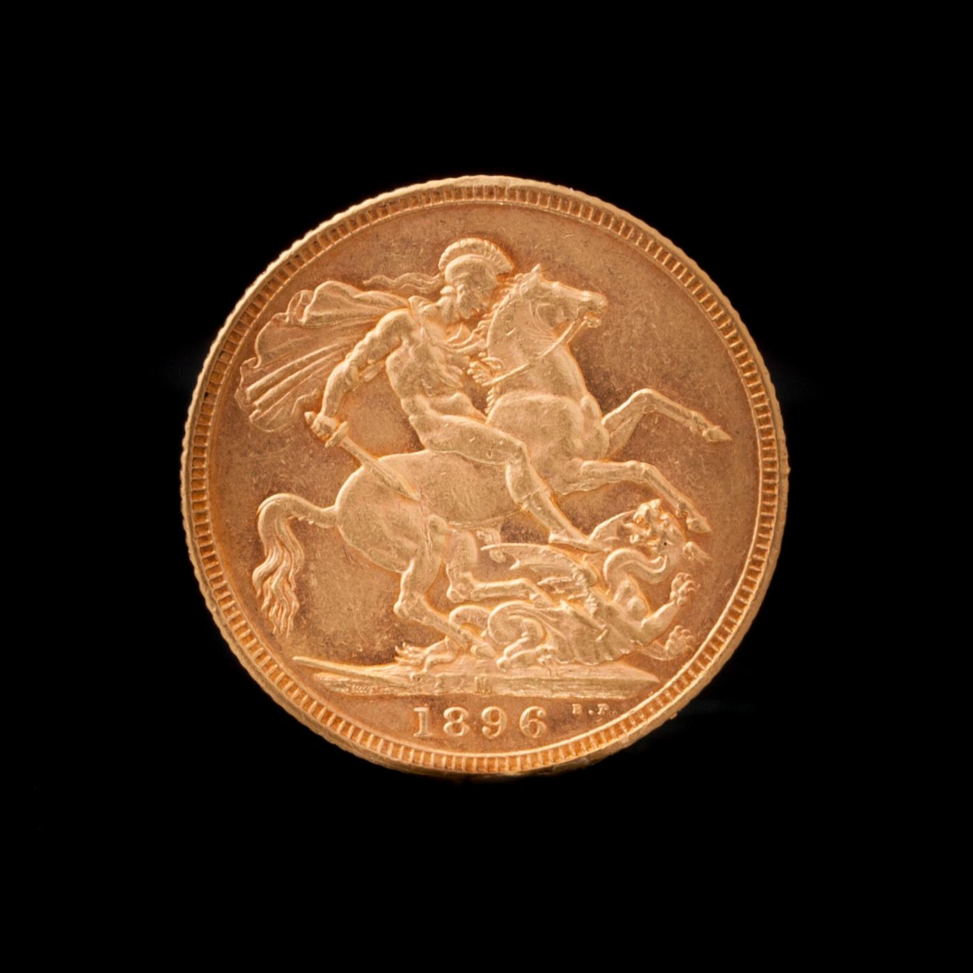 GULDMYNT, Sovereign Victoria, Storbritannien 1896. Vikt 8 g.