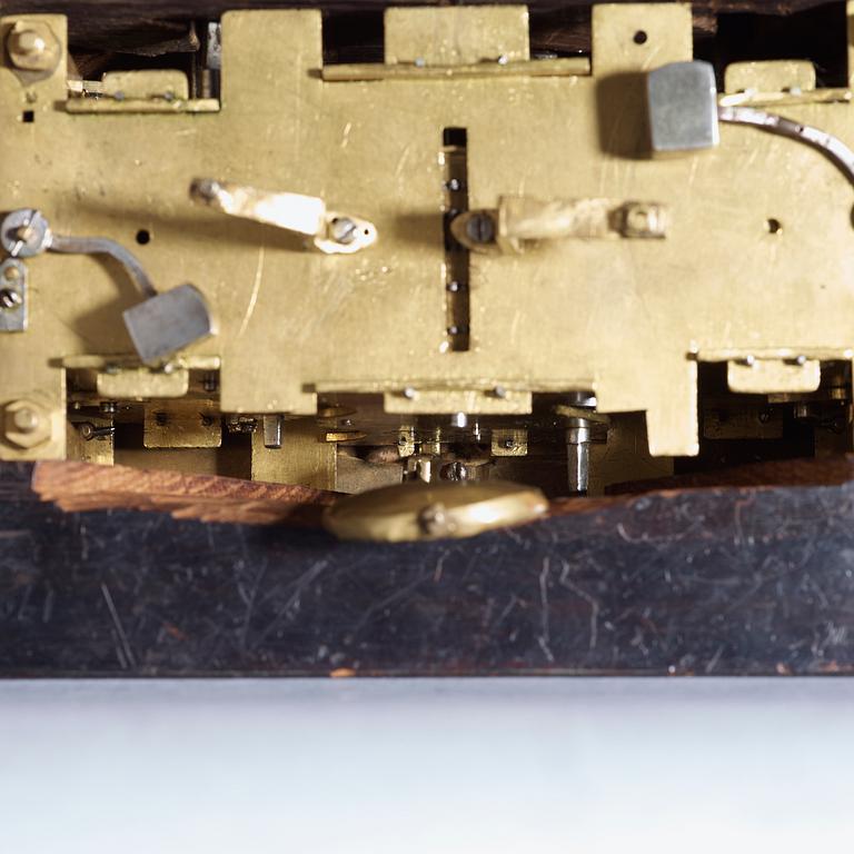 A rare gilt brass on ebonised base Lion Automaton figure clock, Augsburg circa 1630.