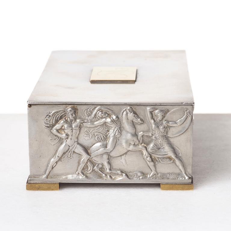 Herman Bergman's foundry, a pewter and brass box, Stockholm ca 1940.