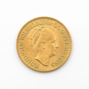 Gold coin, Netherlands, Wilhelmina, 10 Gulden 1932.