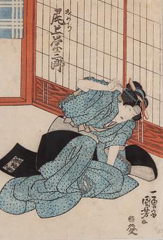 UTAGAWA KUNIYOSHI (1797/98-1861), two coloured woodblock prints, Japan, 19th century.