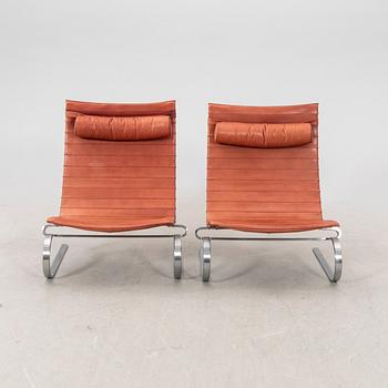 Poul Kjaerholm, a pair of leather PK20 armchairs for Fritz Hansen.