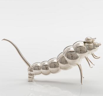 A sterling silver liquor decanter "Caterpillar". Ru Runeberg 2015.