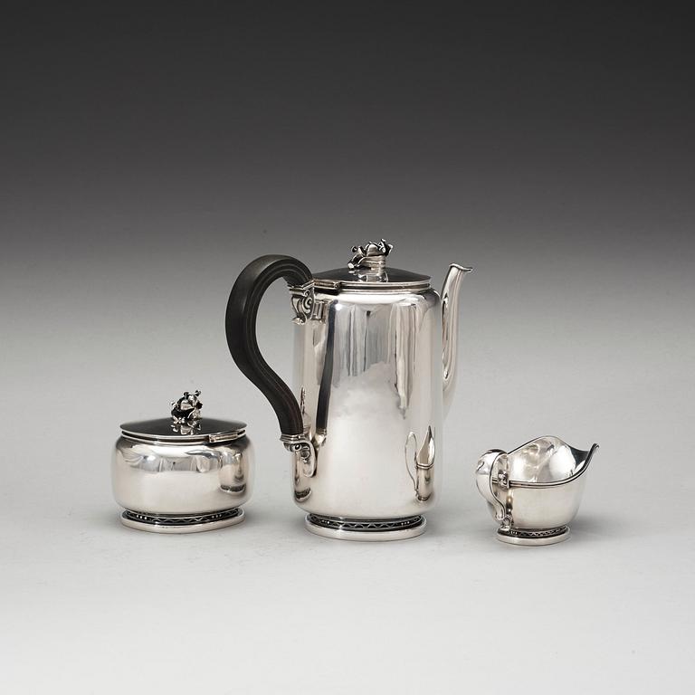 A K. Anderson three pieces set of coffee service, Stockholm 1945.