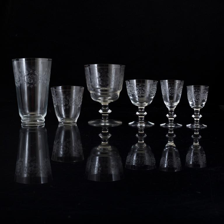 69 glasses by Edvin Ollers for Kosta, model "Elon", mid 20th century.