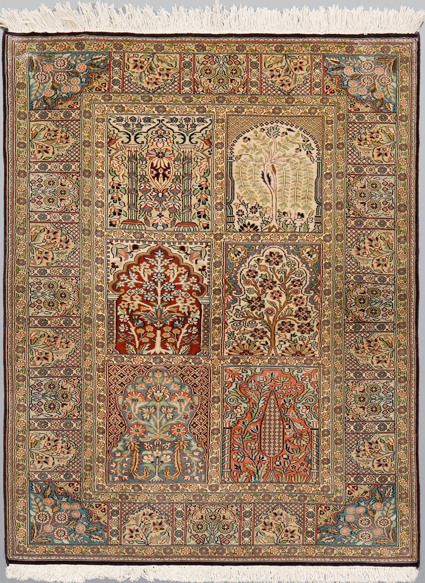 A rug, silk on cototn, Silke kashmir ca 154 x 92 cm.