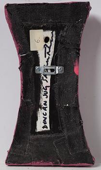 Stephen Buckley, mixed media on canvas pasted on wood, signed on verso.