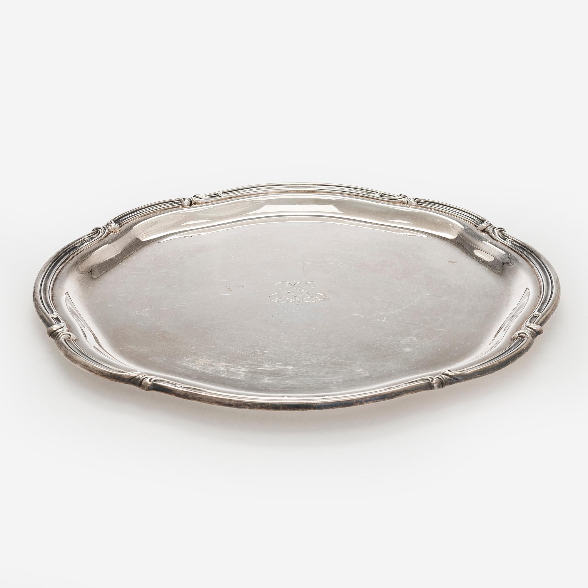 Tarjotin, hopeaa, suomalaiset tuontileimat.