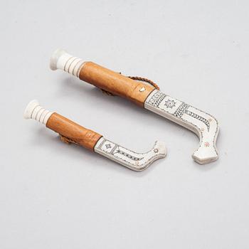 Two sami knifes, Per-Ola Jönestal, Kurravaara. Signed POJ.