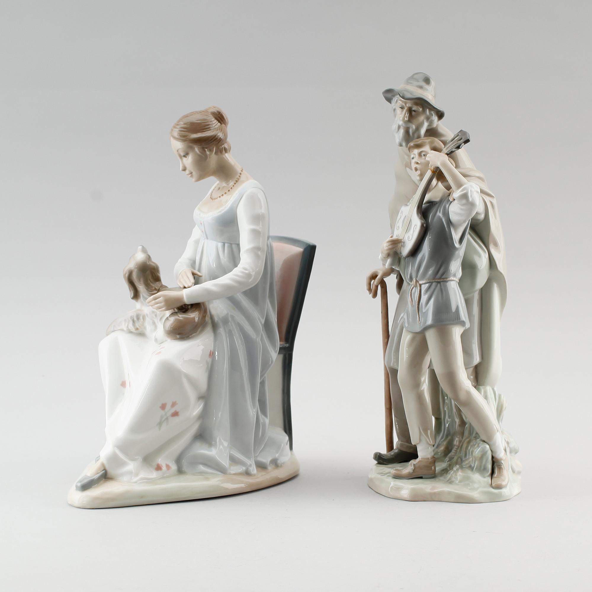 FIGURER, 2 st, porslin, LLadro och Zaphir, Spanien.