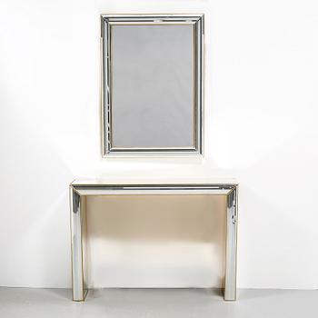 A late 20th century mirror and console table by Deknudt, Belgium.