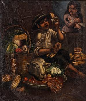 Spanish school, 18th century, Child with vegetables.