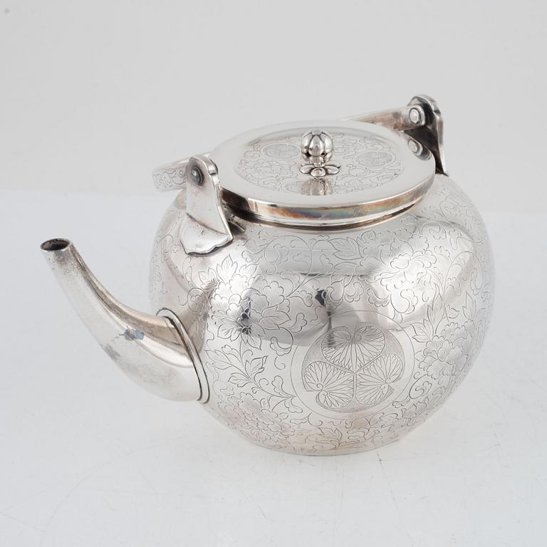 A Japanese Silver Teapot, second quarter of the 20th Century.