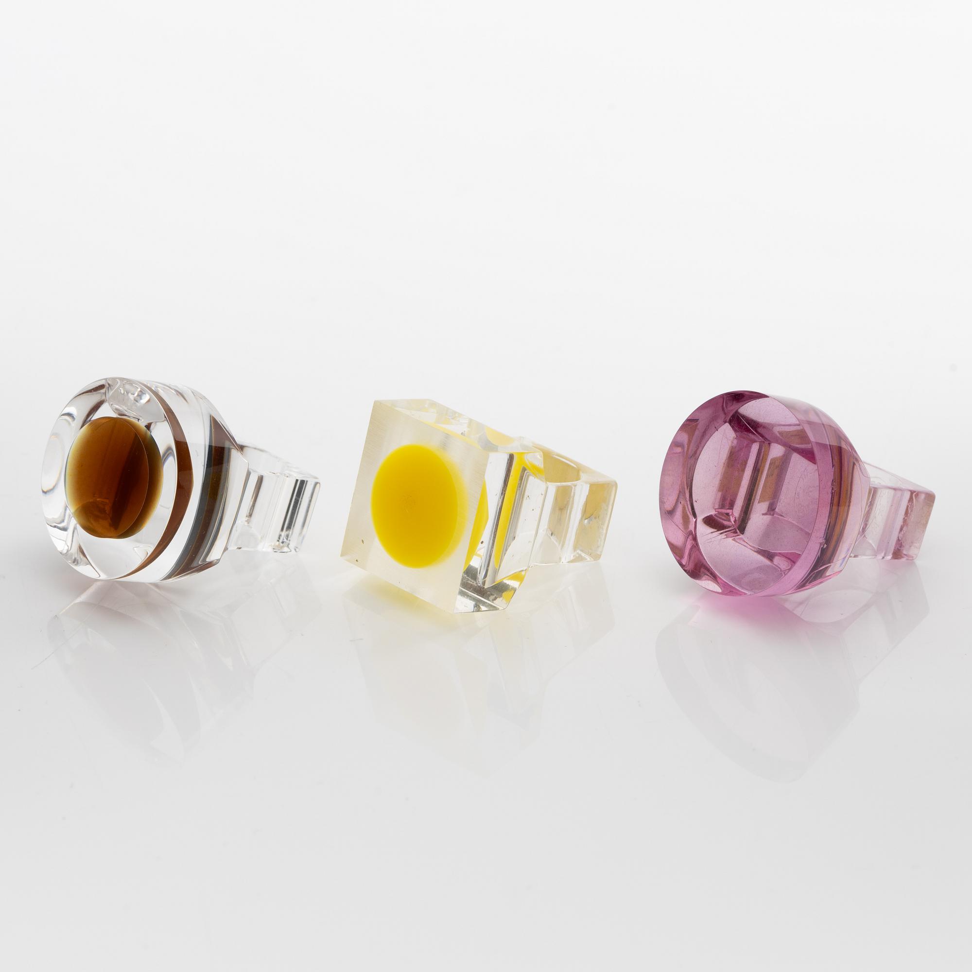 Siv Lagerström, three rings, acrylic plastic, 1970s.