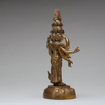ELVAHÖVDAD AVALOKITESHVARA, brons. Tibetokinesisk, 1800-tal.