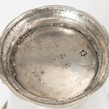 Christoffer Wasserman, bägare, delvis förgyllt silver, Lindesberg (verksam 1734-1770).
