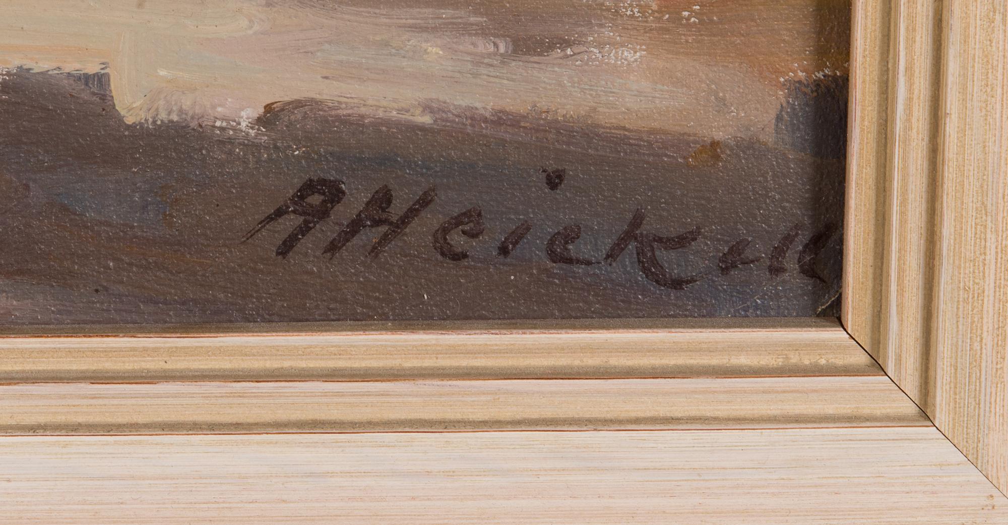 Arthur Heickell, öljy levylle, signeerattu.