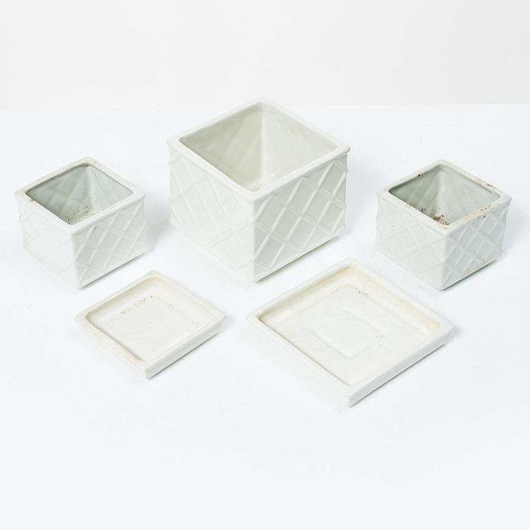 Wilhelm Kåge, ten ceramic 'Planta' flower pots, Gustavsberg & Steninge, Sweden, 1940's/50's.