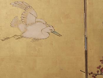 GOLVSKÄRM, 2 skärmar med tot 12 delar, Japan, 1800/1900-tal.