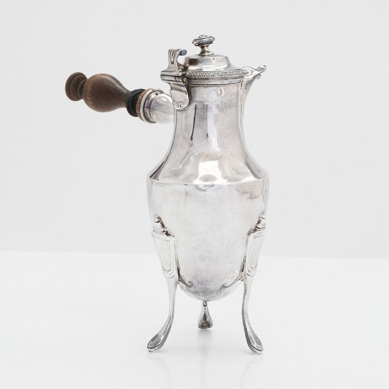 A French silver chocolate pot, Paris 1798-1809. Maker's mark LJMR.