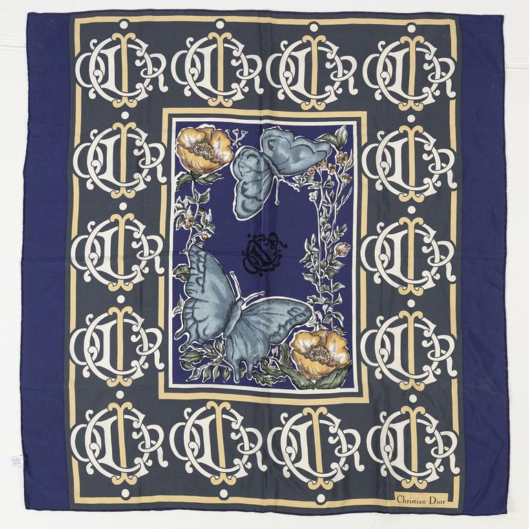 Christian Dior, four silk scarves.