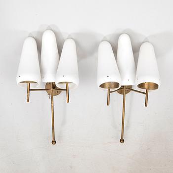 Hans-Agne Jakobsson,  a pair of brass wall scones second half of the 20th century.