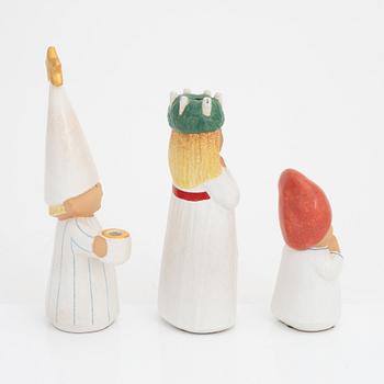 Lisa Larson, a group of three stoneware candlesticks, K-Studion, Gustavsberg.
